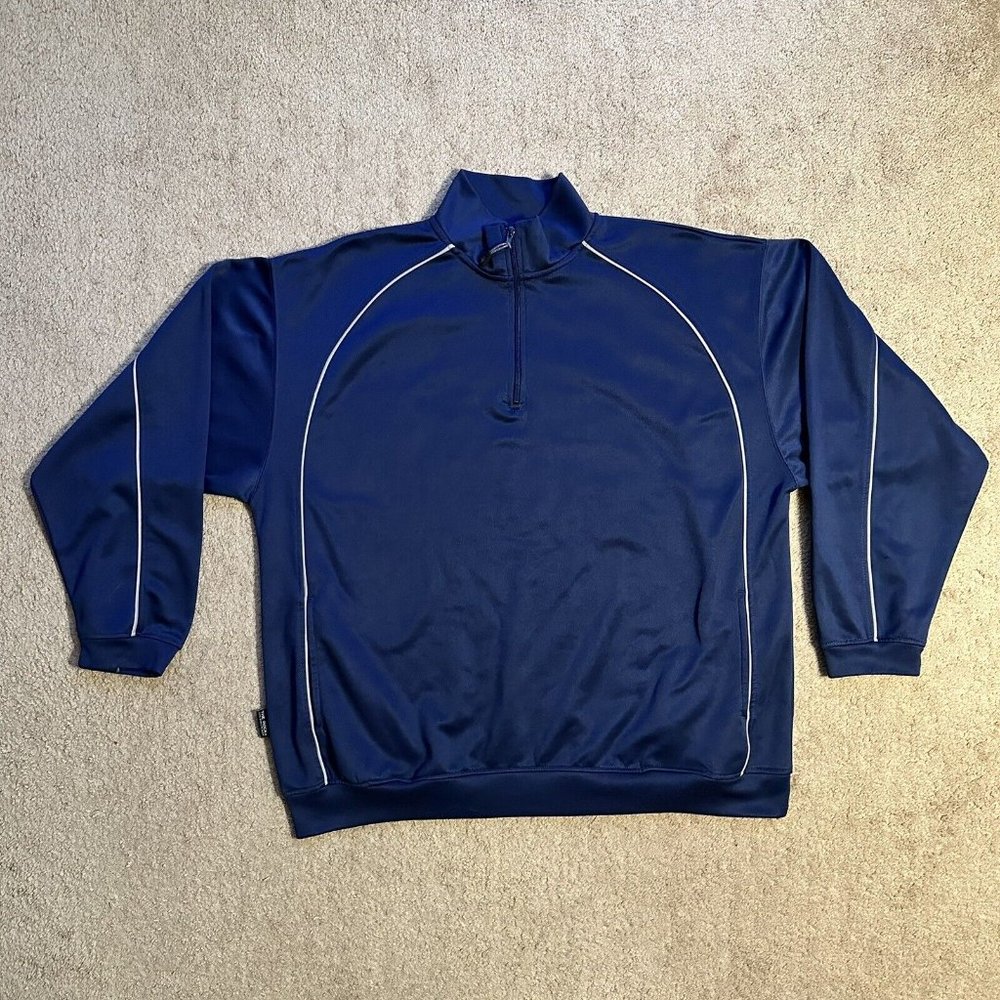 The Rock Sweater Men's XL Mock Neck 1/4 Zip Elite Athletic Gear Navy Blue Fleece